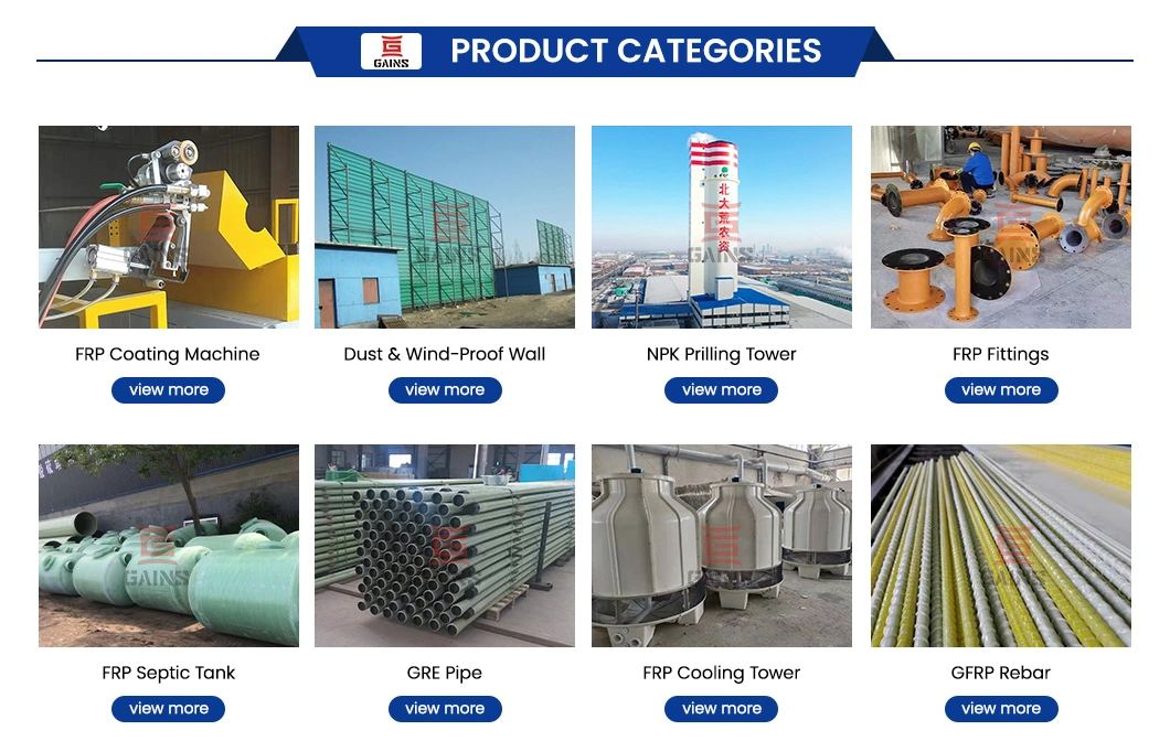 Gains High-Pressure Fiberglass Pipe Manufacturers GRP Pipes and Fittings China FRP GRP Chimney for Corrosive Gas