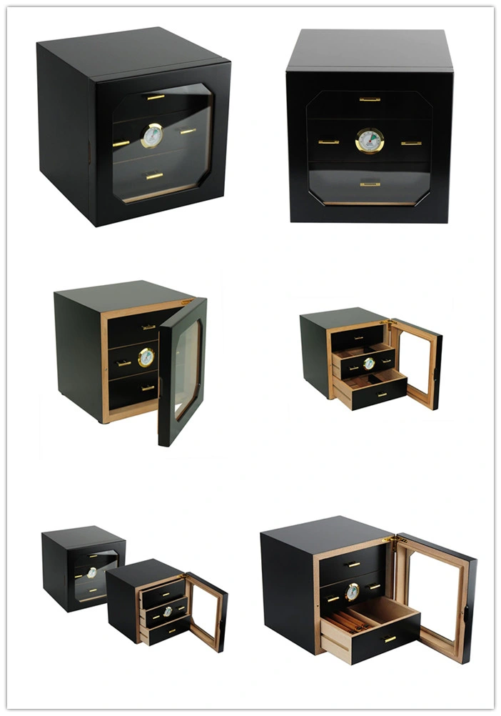 Custom Desktop Style Matt Lacquer Wooden Cigar Humidor Storage Box