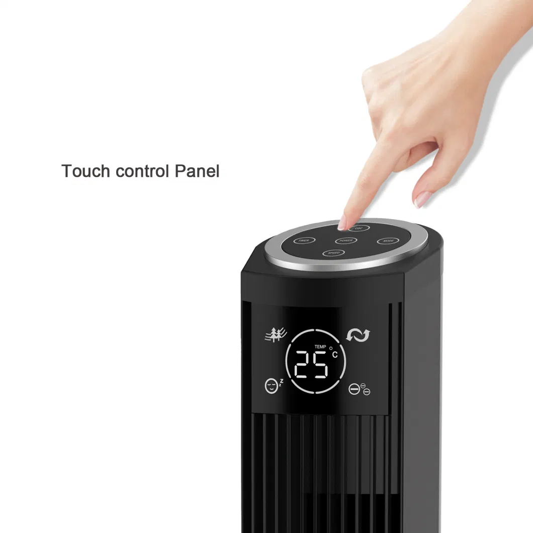 Air Cycle Electric Fan with Remote Control 36in 50W Black Tower Fan