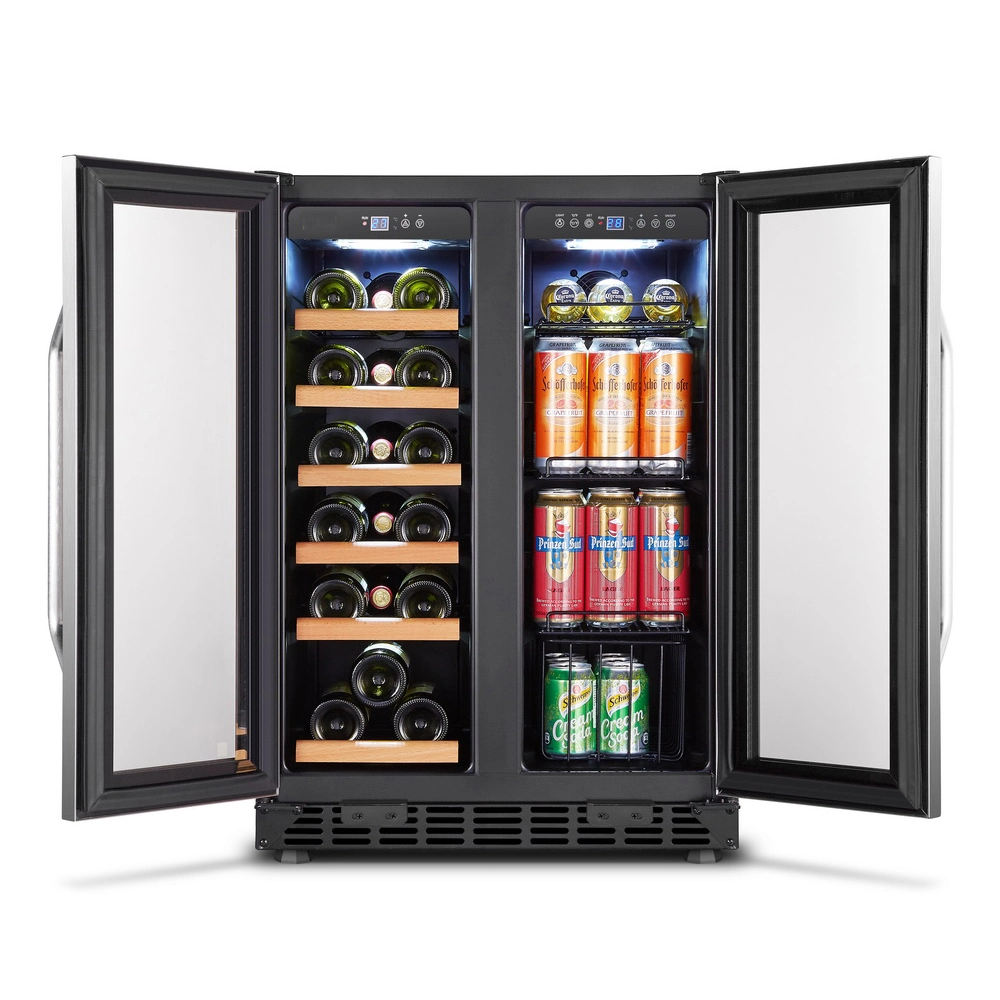 Free Standing French Door Wine Cooler Drink Fridge Fruit Refrigerator