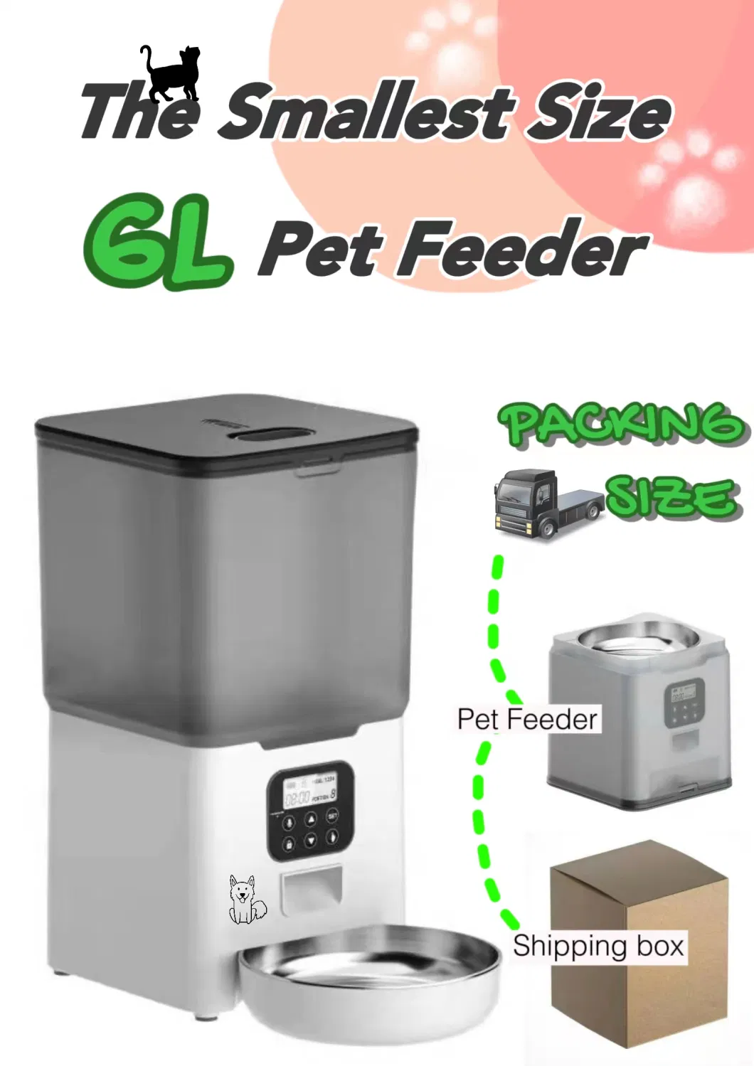5.6L Pet 4 Meals Feeder Transparent Removable Smart WiFi Automatic Pet Food Dispenser