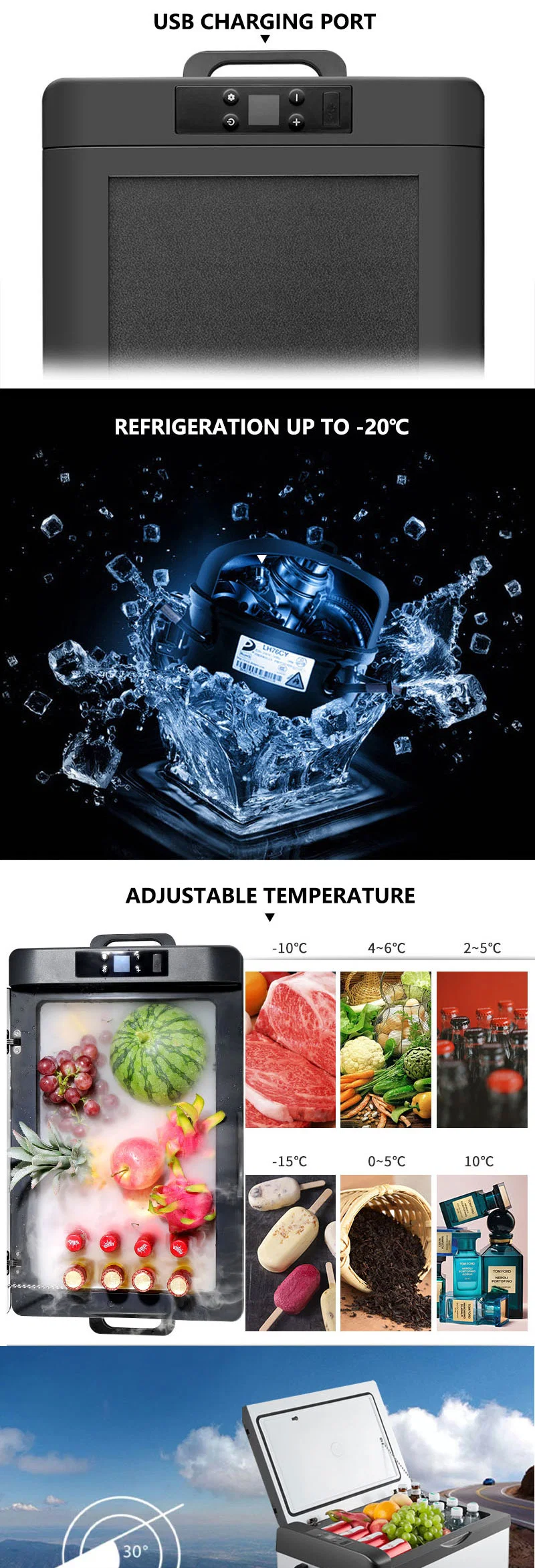 Wholesale High Quality 12V 25L DC Car Mini Refrigerator Outdoor Portable Camping Freezer Car Fridge with Compressor