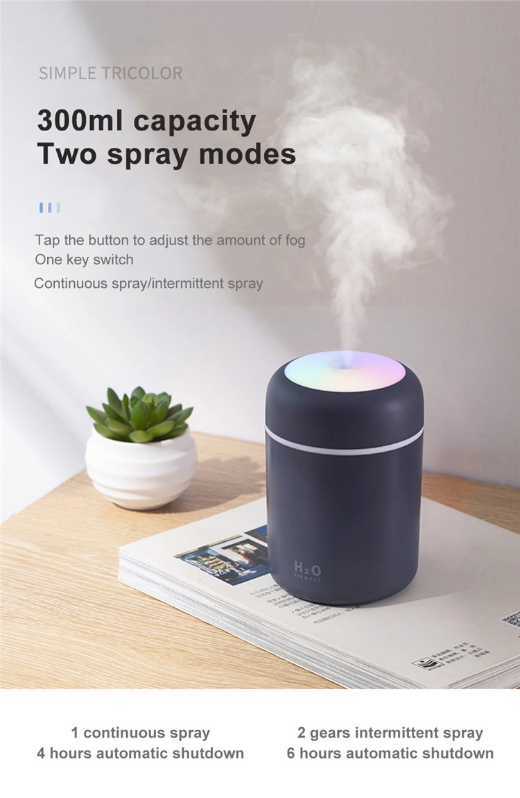 Colorful Portable 300ml H2O Humidifier Scent H20 Fragrance Aromatherapy Aroma Diffuser Electric Car Essential Oil Diffuser Machine