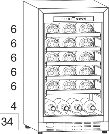 Steel Stainless Wine Cooler Fridge Refrigerator 34-Bottle Wine Cellar Single Zones