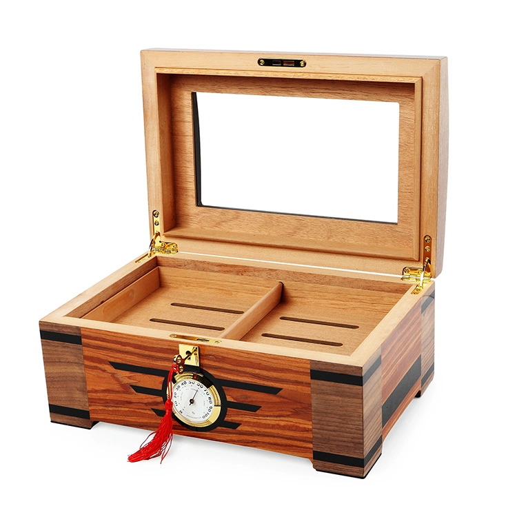 Handmade Cedar Wood Cigar Box Humidor with Hygrometer and Humidifier with Lock