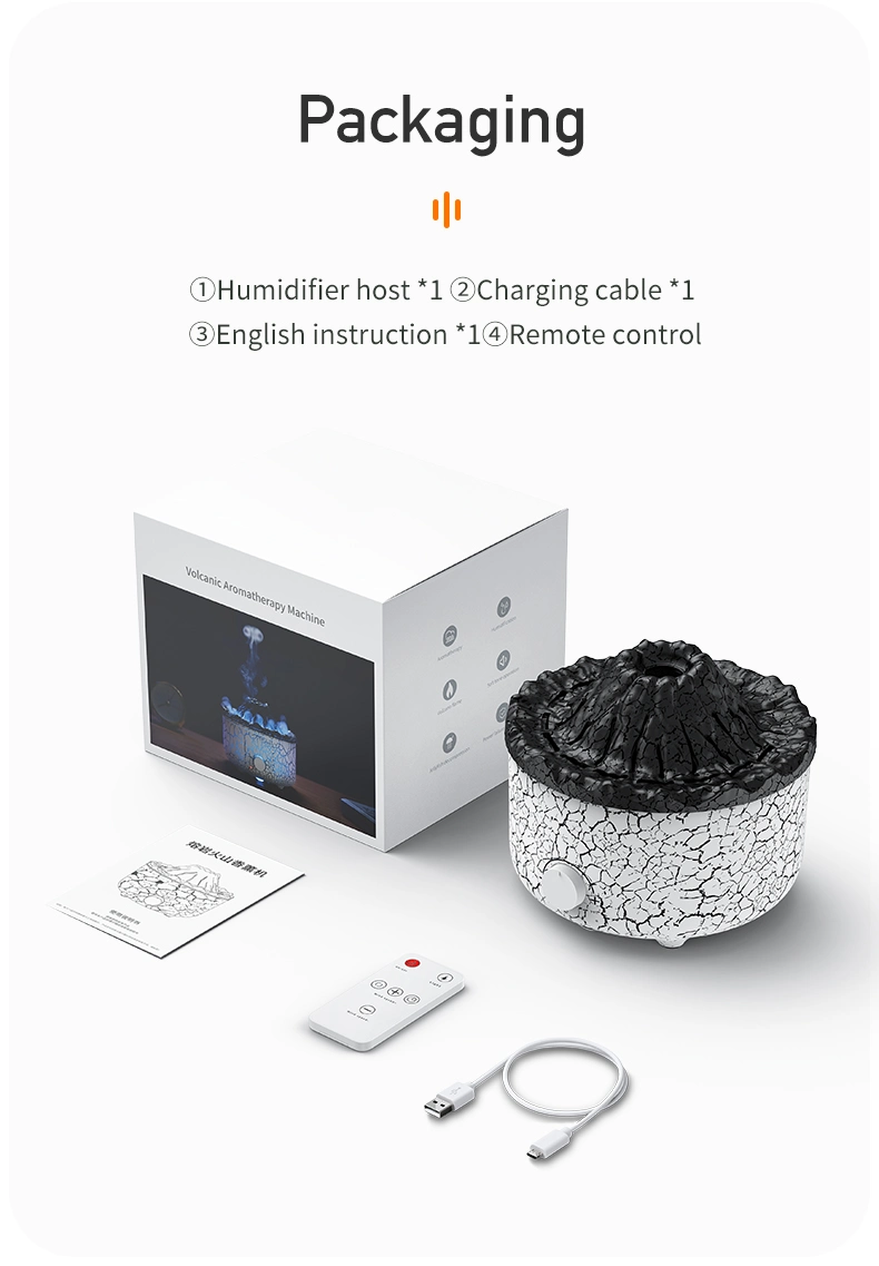 New Design Volcanic Flame Lava Aroma Diffuser OEM Customization Wholesale Air Humidifier Desktop Aromatherapy Diffusers with Night Light