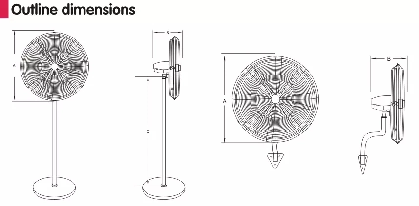 Hardware60Hz110V 230V 202630inches 500650750mm AC BLDC Motor Electric Blower Wall Ventilaion Industrial Stand Standing Floor Fan