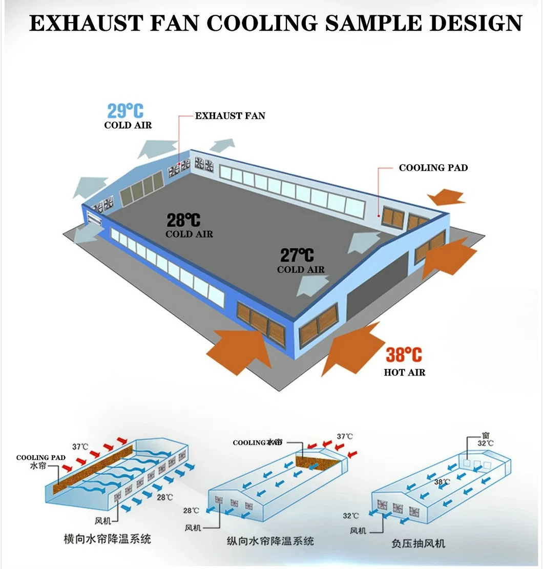 Intelligent Multi Span Greenhouse Equipment Greenhouse Hammer Fan for Ventilation/Cooling