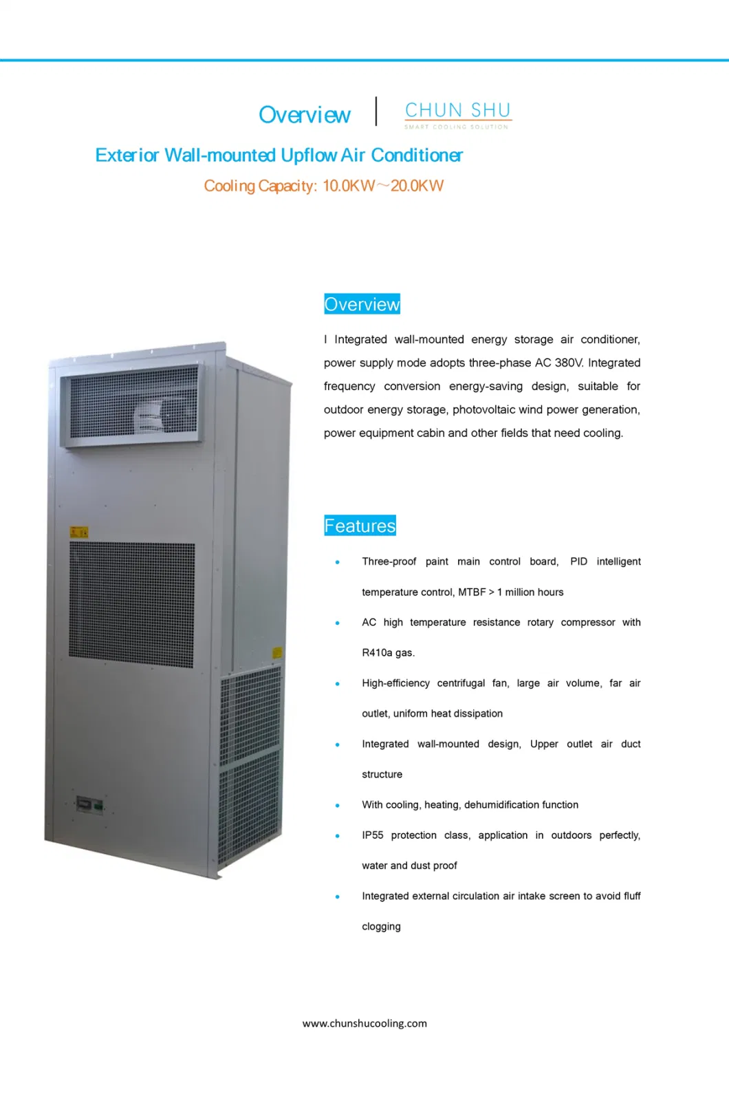 Intelligent Wall-Mounted Upflow Air Conditioner for It Room, Telecom, Shelter