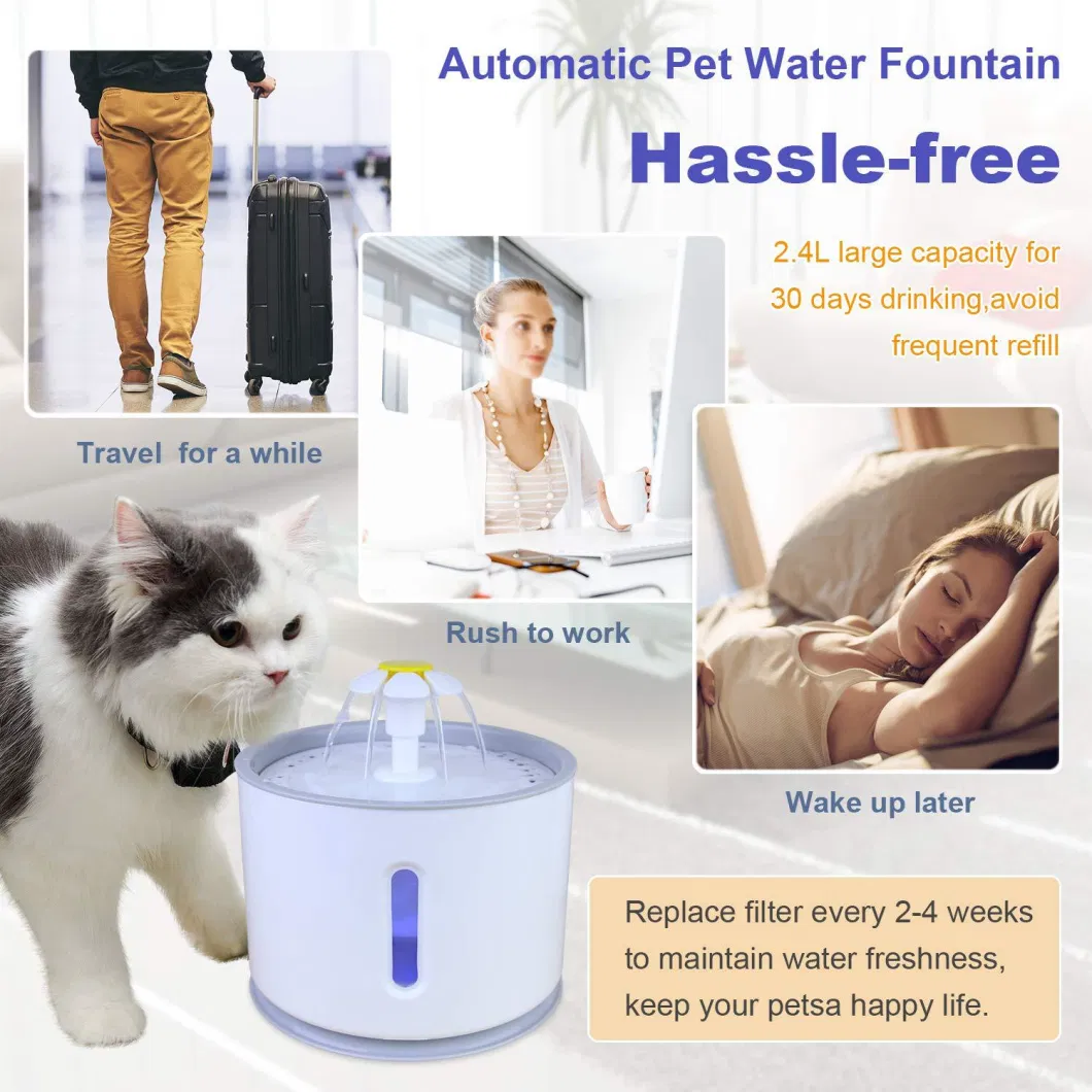 Pet Drinking Dispenser LED Light Smart Filter Dispenser Water Feeder