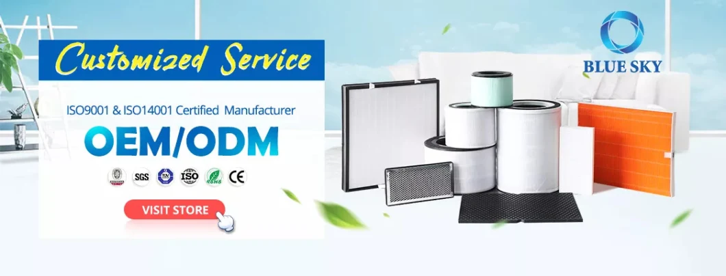 OEM ODM Customized Activated Carbon Cartridge Panel Air HEPA Filter for Air Purifier Parts