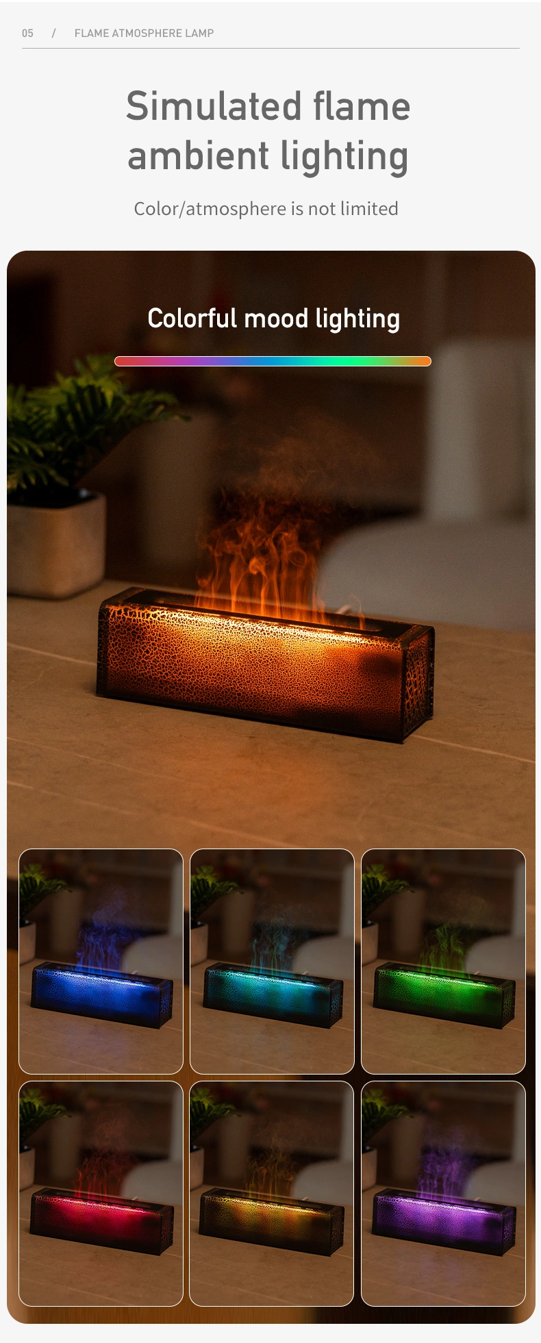 7-Colorful Flame USB Aromatherapy Essential Yoga Home Air Fragrance Diffuser