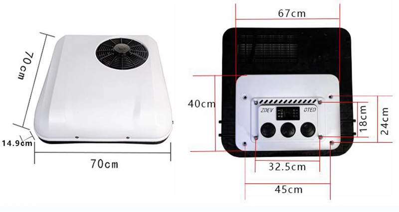 Roof Top Parking Cooler Air Conditioning System with 24V 12 Volt Air Conditioner for Truck Heavy Car Mini Bus Motor Home RV