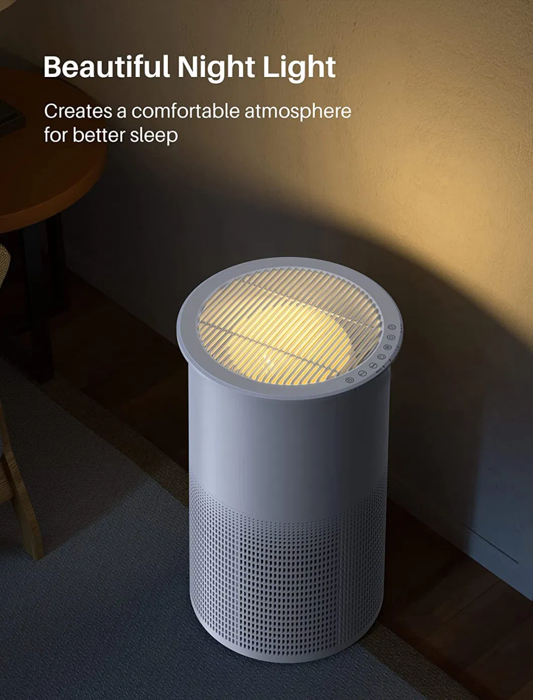 Tower Design Smart Control UV Ture HEPA Air Purifier with Night Light for Pet Smokers Home Appliances