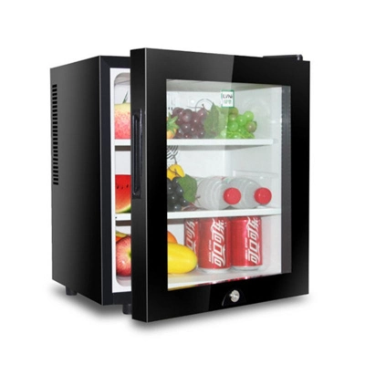 30L Glass Door Black Minibars Display Fridge for Hotel and Apartment