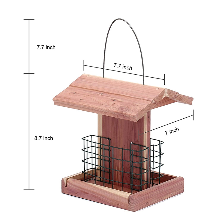 Garden Decorative Pet Cedar Wooden Double Suet Holders Anti Squirrel Hanging Wild Bird Feeder