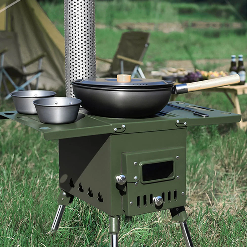 Outdoor Stainless Steel Tent Stove Portable Wood Burning Camping Stove Includes Chimney Pipe
