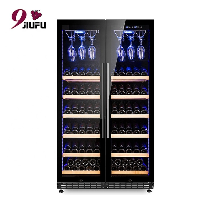 Jiufu New Style Double Door Humidor 508L Air Cooling Champagne Wine Cooler Fridge Electric Wine Cooler Refrigerator Mini Fridge