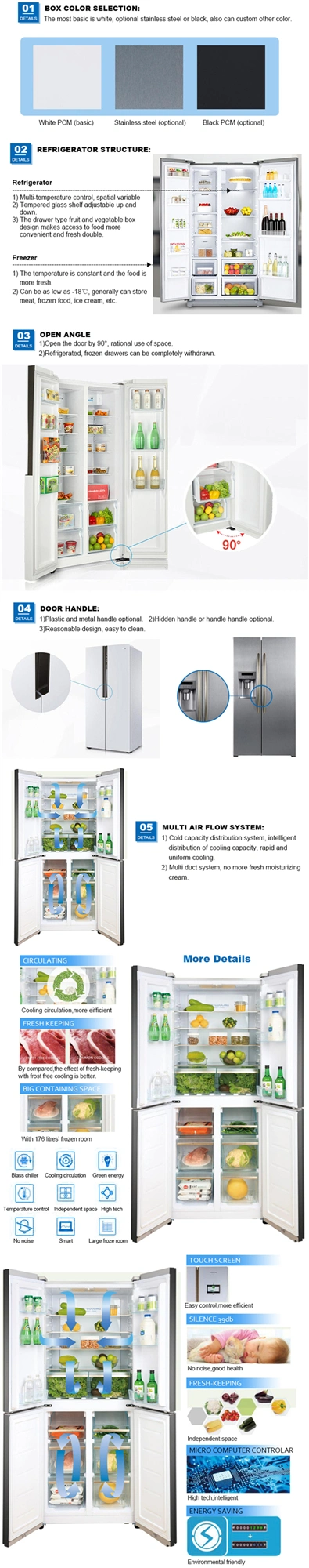 Side by Side Refrigerator with Mini Bar and Dispenser Display Refrigerator Mini Fridge Showcase Wine with Double Glass Door Upright Refrigerator