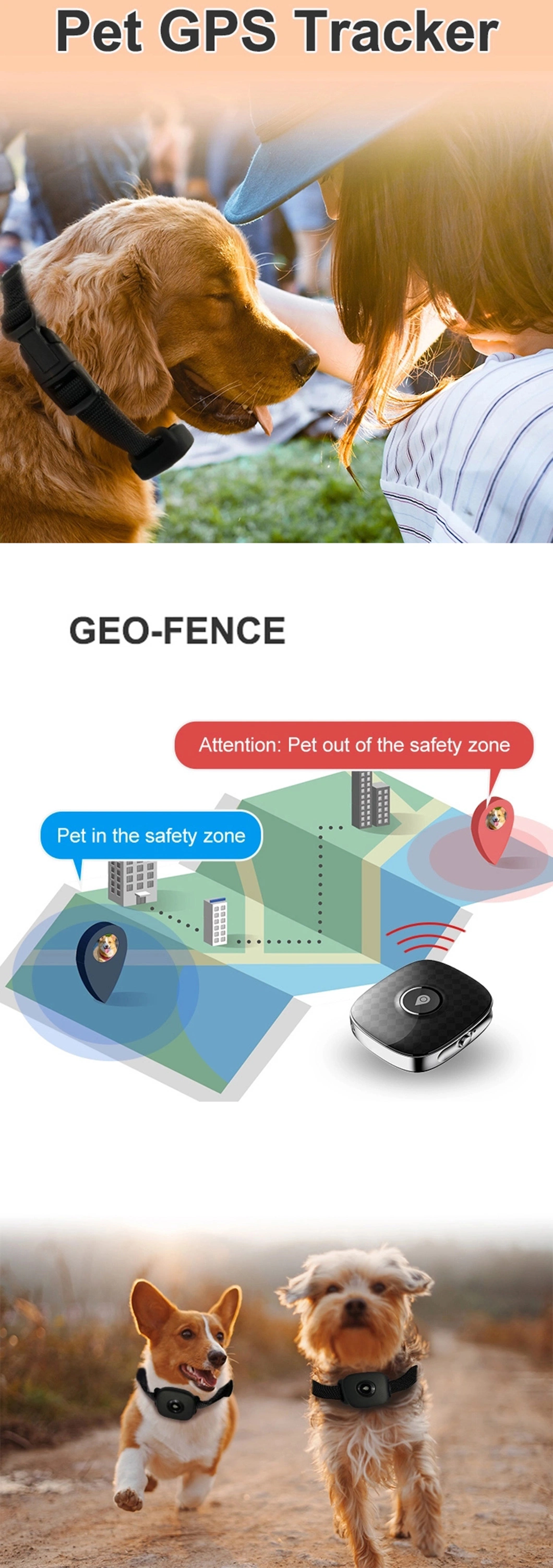 Newest IP67 waterproof 4G Gadget Pets puppy dog cat GPS Tracker with lifetime Free App alarm alerts Accurate Google map Location PM04C