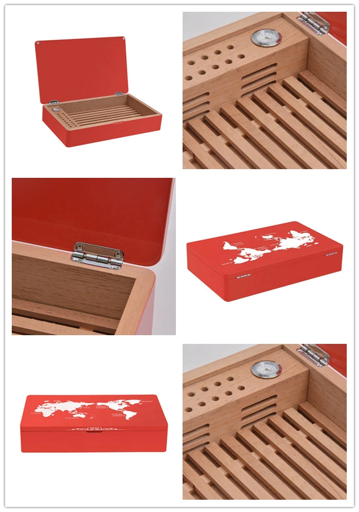 Hot Red High Gloss Paint MDF Wooden Cigar Humidor Box