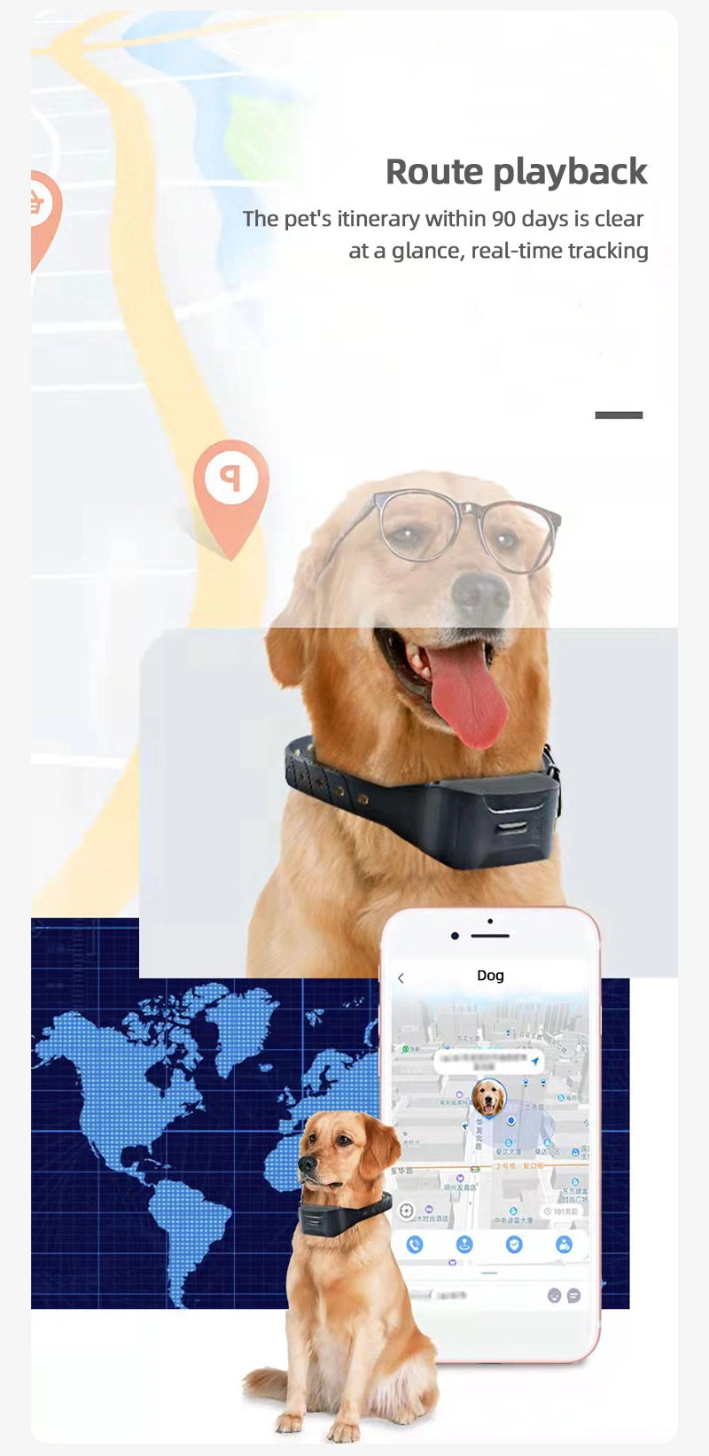 Long Distant 5g Low Power Detachable Waterproof Smart Mini Tracker Tracking Pet GPS Dog Collar Tracker