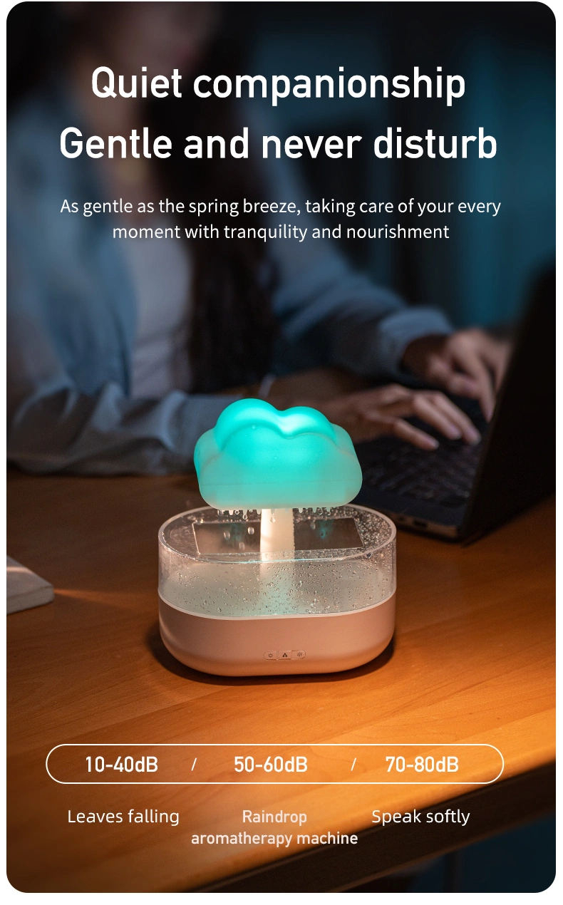 Rain Cloud Humidifier 200ml Water Drops Colorful 7-Color Light Essential Oils Aroma Diffuser