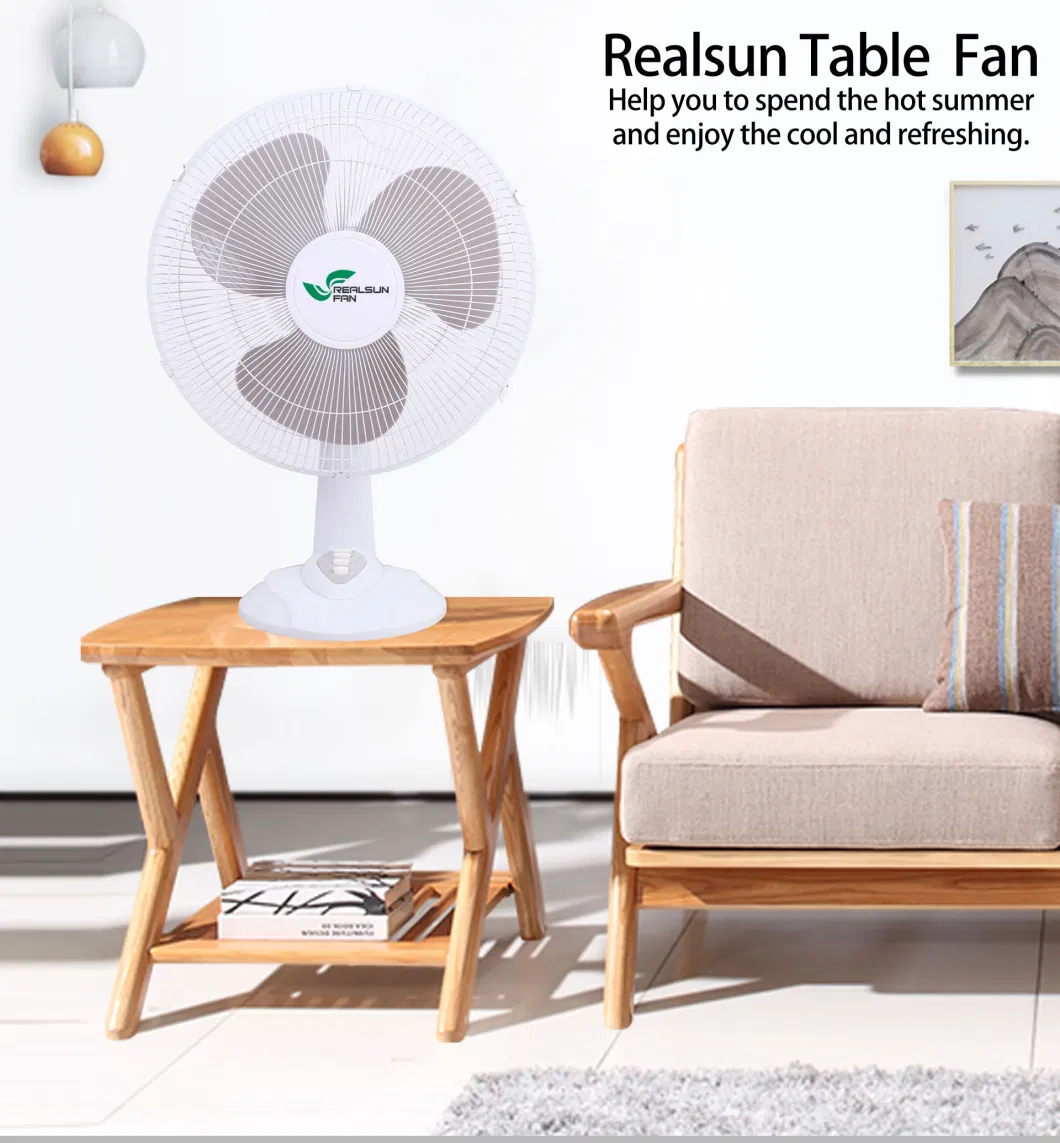 Indoor Home Fan 16inch Oscillation 85 Degrees Without Timer 3 PP Blades Plastic Table Fan Desk Fan