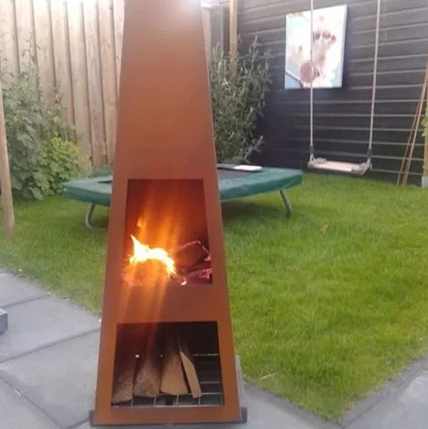 Garden Wood Fired Stove Corten Steel Outdoor Fireplace/Chiminea/Chimney