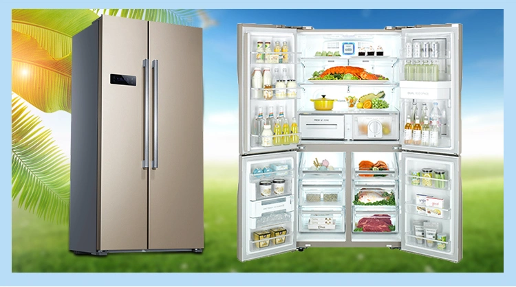 Side by Side Refrigerator with Mini Bar and Dispenser Display Refrigerator Mini Fridge Showcase Wine with Double Glass Door Upright Refrigerator