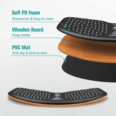 Anti Fatigue Wooden Wobble Balance Board for Fitness Exercise Training