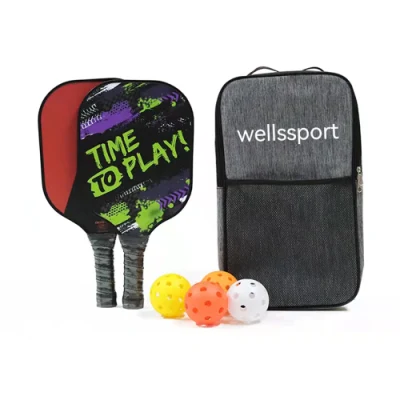Customized Logo Graphite or Glass Fiber Usapa Approved Pickleball Paddle 4 Pickleballs with Carrying Bag