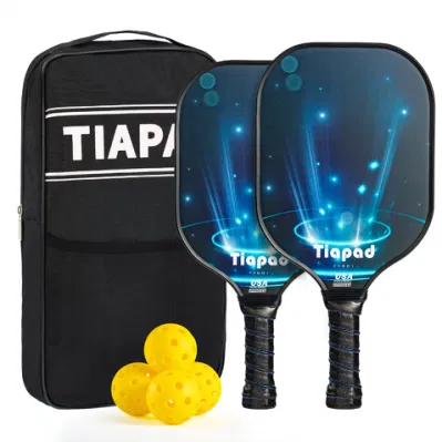 Hot Products Pickleball Raquette Set of 2 Pickleball Paddles with 4 Balls and Portable Bag Fiberglass Surface Pickleball Rackets