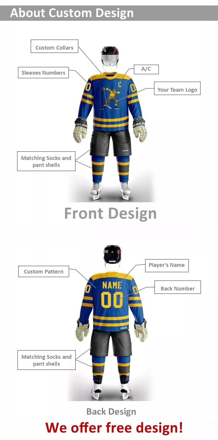 Custom Design Team Sportswear 100% Polyester Sublimation Printing Ice Hockey Jersey