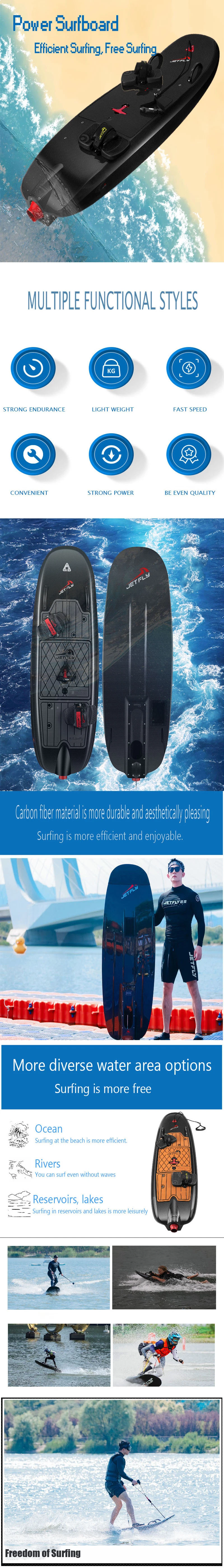 Jetfly03 Electric Digital Wholesale Carbon Fiber Jet Surfboard Speed Water Ski Kite Surf Board Water Surfboard for Surfing