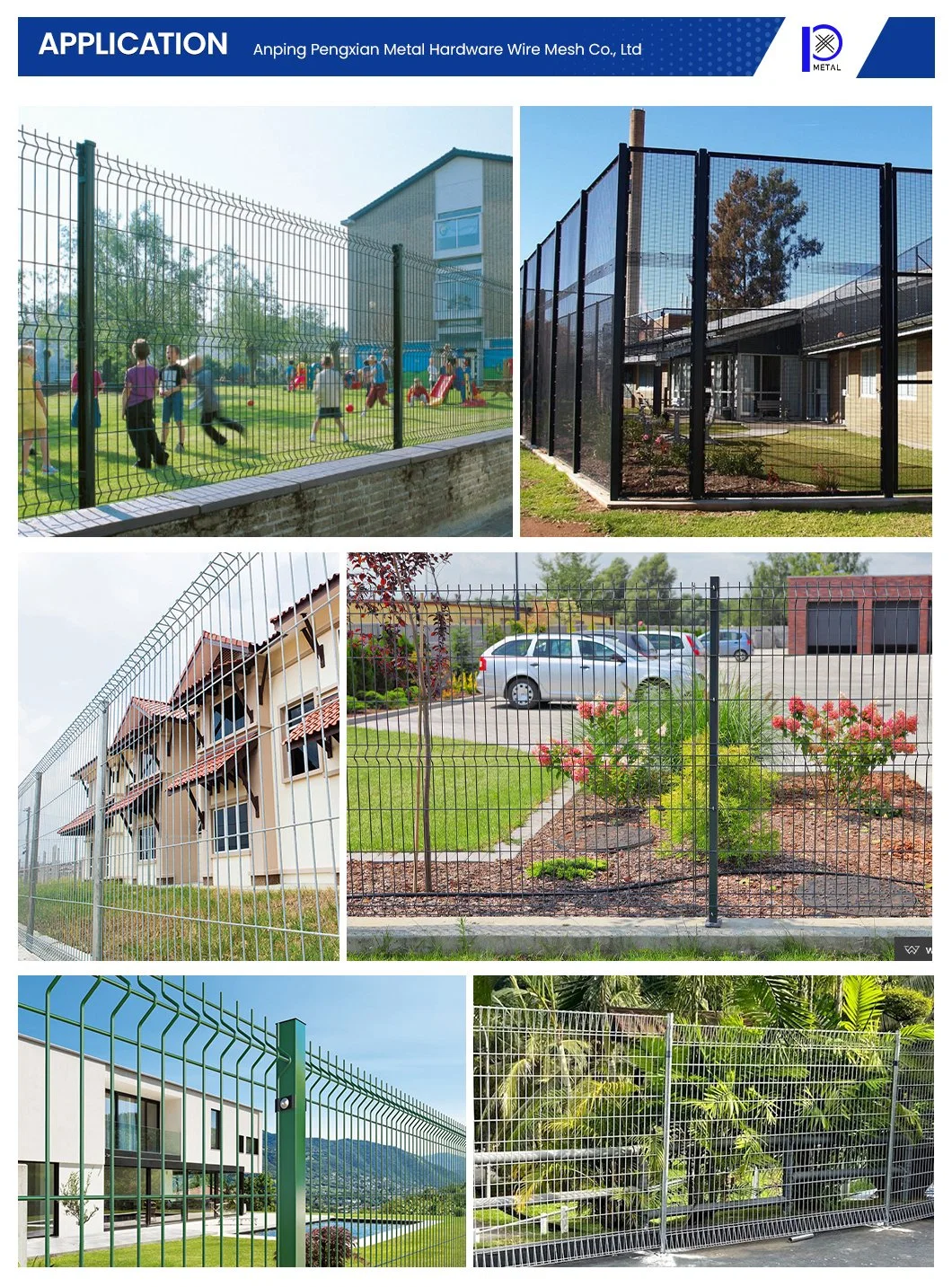 Pengxian 0.5mm 0.8mm 1.0mm Thickness Prison Mesh Fencing China Portable Welded Wire Mesh Metal Fences Manufacturing Triangle Garden Security Fence