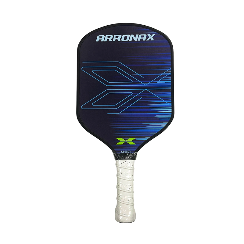 Squared-off Head Thick 16mm Core Textured Carbon Fiber Face a Two-Hand Friendly 5.5&quot; Long Handle Pickleball Paddle