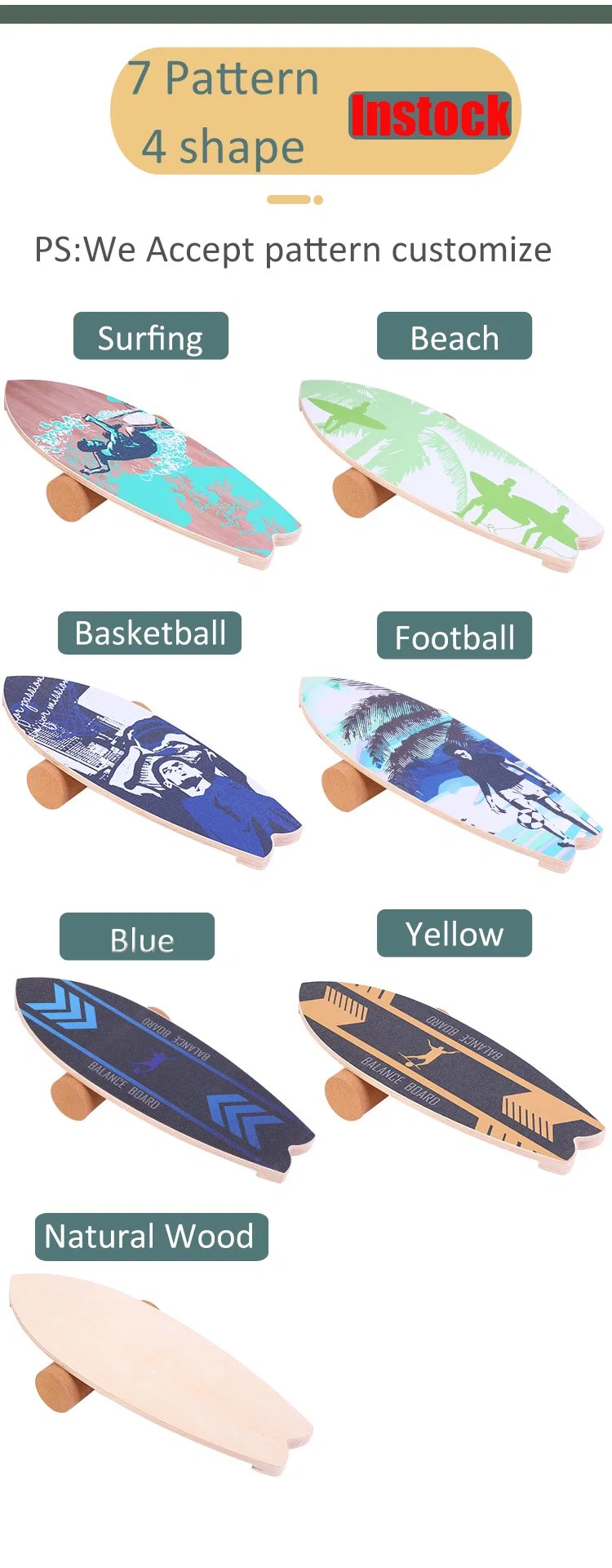 Wood Balance Board Trainer, Wooden Balancing Board to Exercise and Build Core Stability, Wobble Board for Skateboard, Hockey, Snowboard &amp; Surf Training