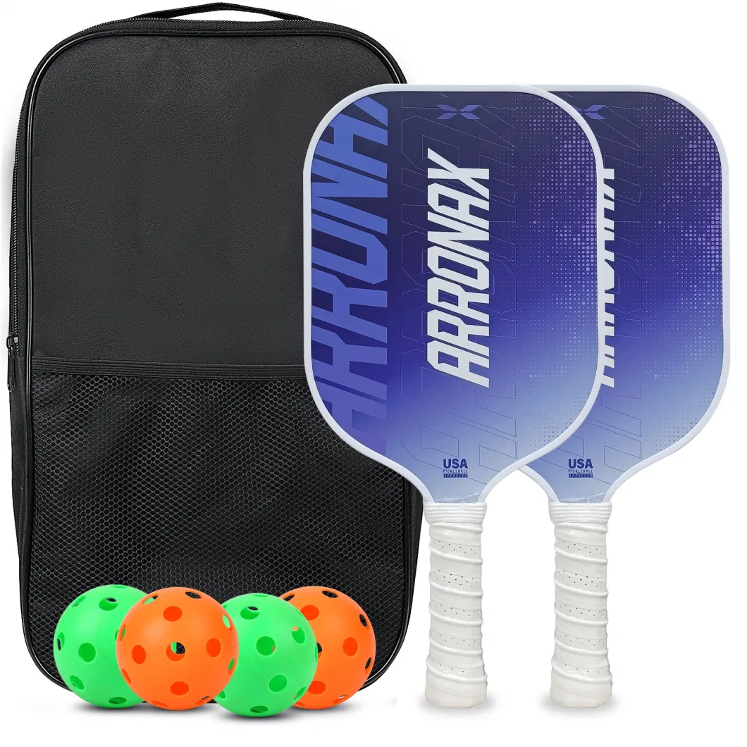 Pickleball Paddle Set with 2 50% Carbon+50% Glass Fibers Includes 2 Indoor and 2 Outdoor Pickleball Balls Pickleball Bag PP Core