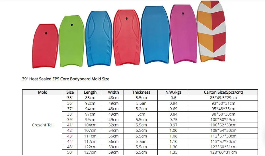 39inch Heat Sealed EPS Core Bodyboard for Kids Surfing