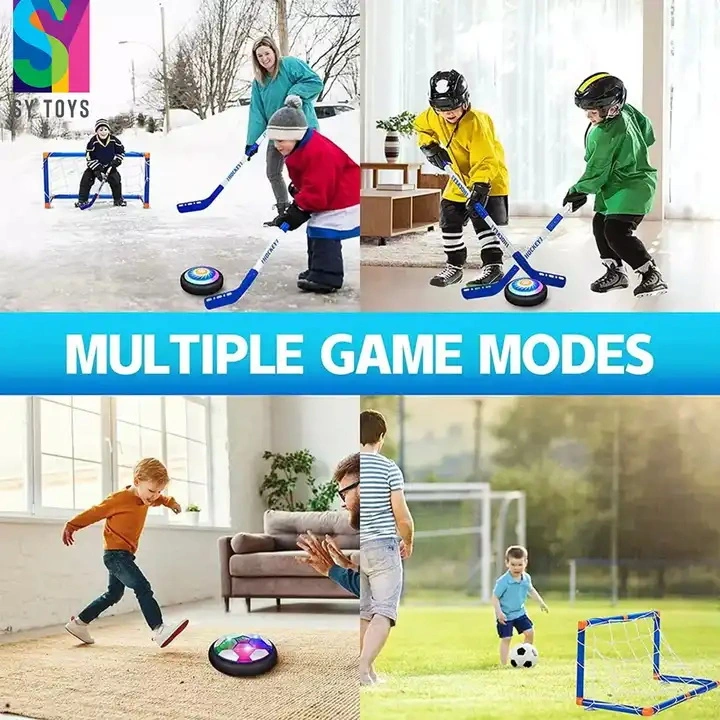 Sy Toys 2 in 1 Rechargeable Hover Hockey Soccer Ball Goal Set Floating Soccer Hockey Toy Kids Electric Hover Sport Toy with 2 Goals