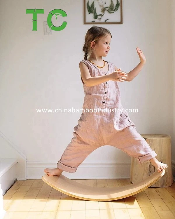 Wholesale 80cm 90cm Size Wobble Board Wooden Balance Board Wobble Yoga See Saw Teeter Totters Wobble Fitness Balance Board for Kids Teens Adults