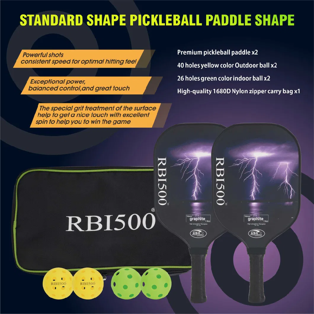 Hot Selling Usapa Approved Outdoor Indoor Fiberglass Pickle Ball Pickleball Paddle Set