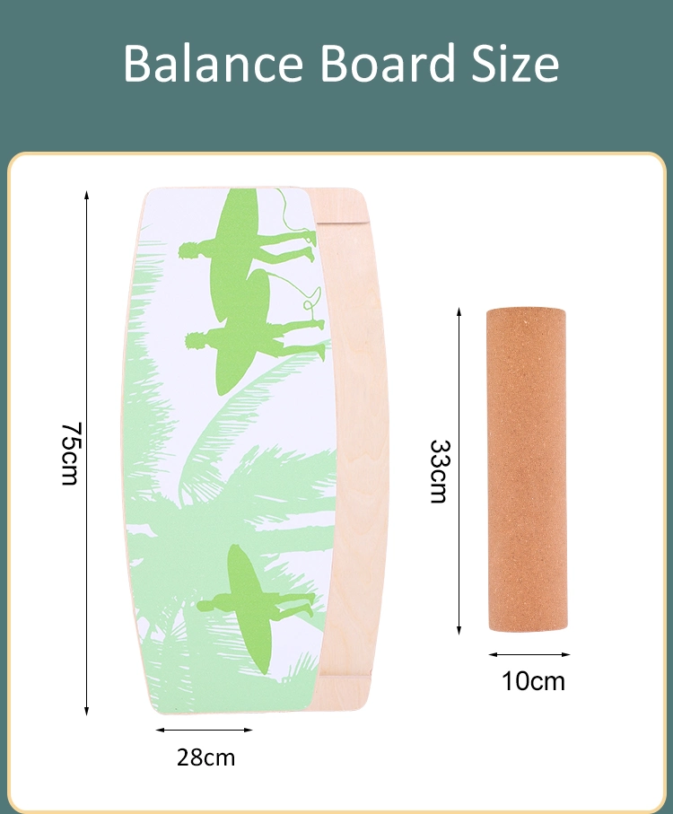 Birch Plywood Wooden Balance Board with Cork Roller to Improve Balance Core Strength Fitness and All Sports Such as Hockey Skii Snowboading Golf Swing Training