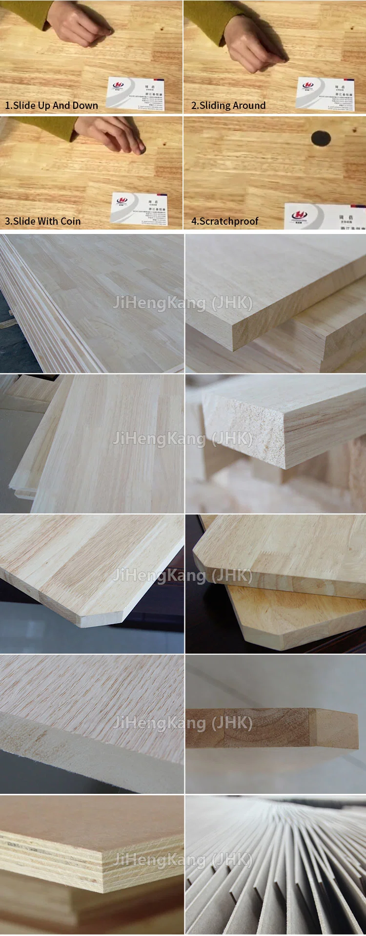 AA Ab E0 Building Material Rubber Wood Wooden Board Without Knotty