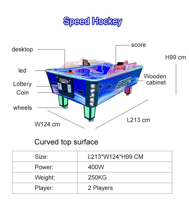 Coin-Operated Kids Physical Fitness Table-Tennis Air Hockey Game Machine for 4 Players Named Hockey Star