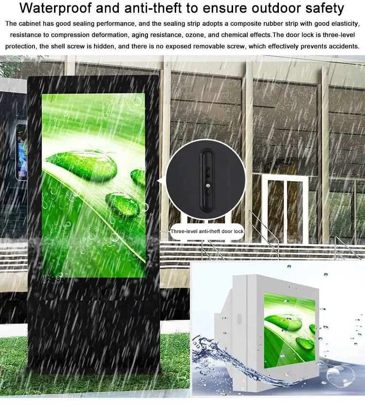 High Brightness Waterproof IP65 Floor Standing Digital Signage Display Android 55 Inch Video Player Outdoor Advertising Screens
