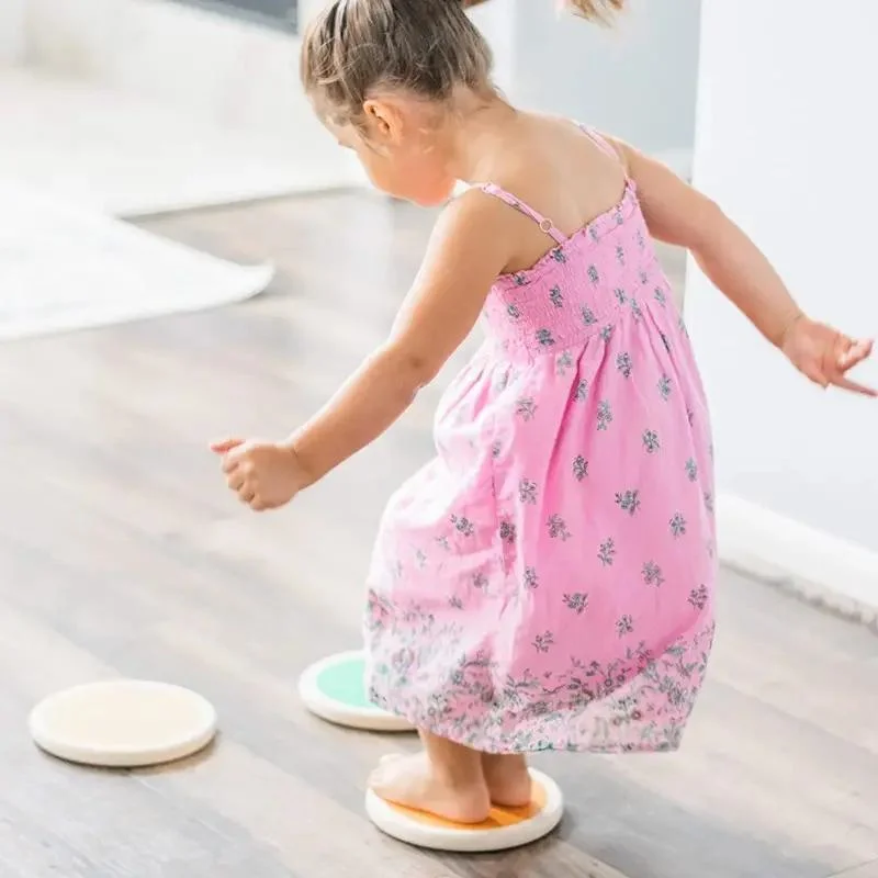 6 Colors Montessori Wood Balance Stepping Stone Toys, Children Play Board