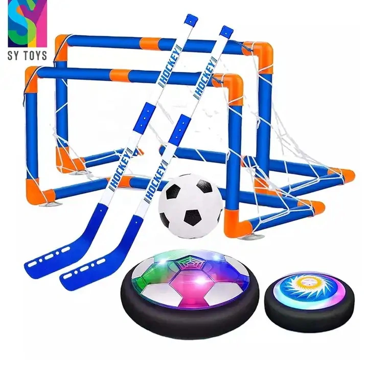 Sy Toys 2 in 1 Rechargeable Hover Hockey Soccer Ball Goal Set Floating Soccer Hockey Toy Kids Electric Hover Sport Toy with 2 Goals
