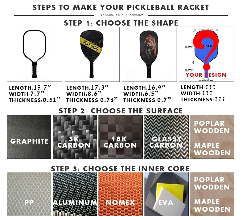 Latest Style Honeycomb Polypropylene Filling Pickleball Paddle Racket-9